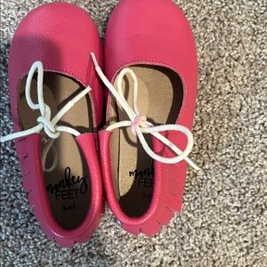 Monkey Feet Pink Moccasins with Cream Laces